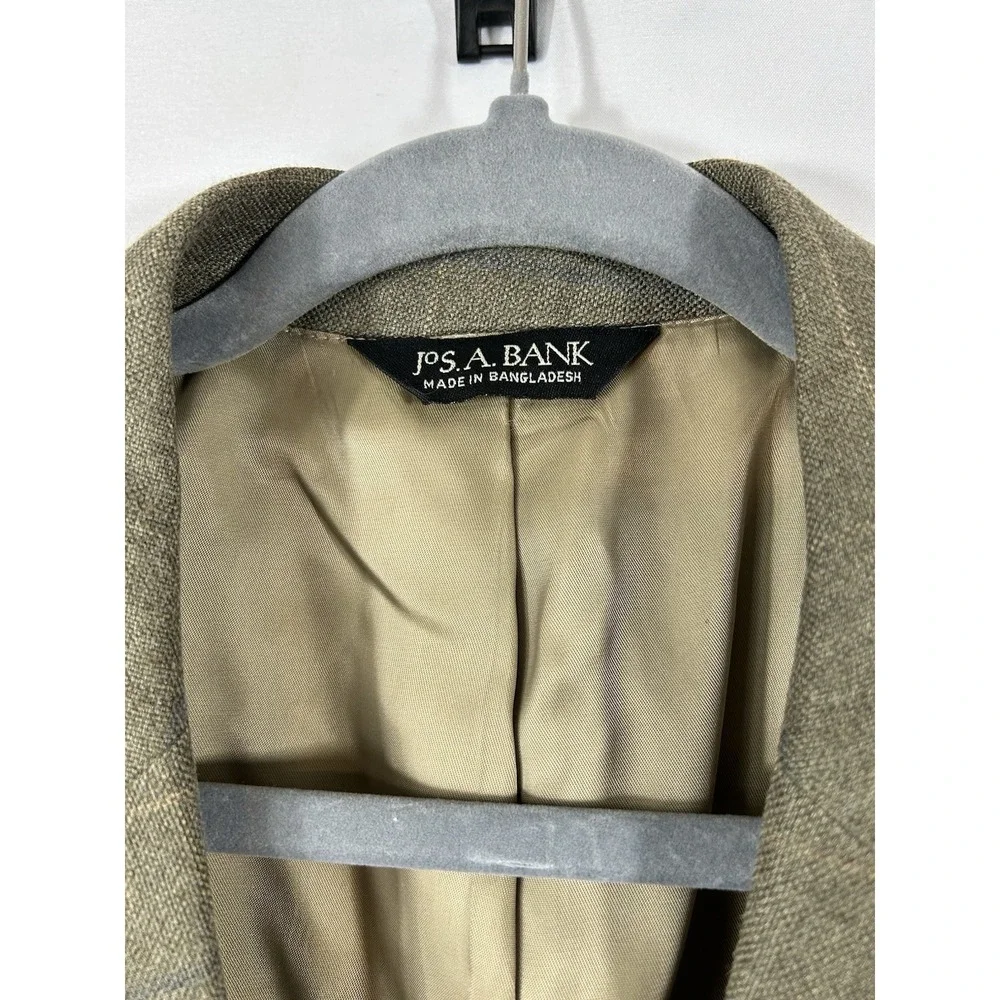 Jos. A. Bank 40R Silk Wool Blazer Windowpane Sport‎ Coat Dark Academia Tan Green